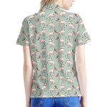 Laurel Green Bull Terrier Pattern Print Women's Polo Shirt