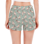 Laurel Green Bull Terrier Pattern Print Women's Split Running Shorts