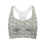 Laurel Green Bull Terrier Pattern Print Women's Sports Bra