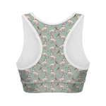Laurel Green Bull Terrier Pattern Print Women's Sports Bra