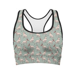 Laurel Green Bull Terrier Pattern Print Women's Sports Bra