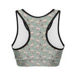 Laurel Green Bull Terrier Pattern Print Women's Sports Bra