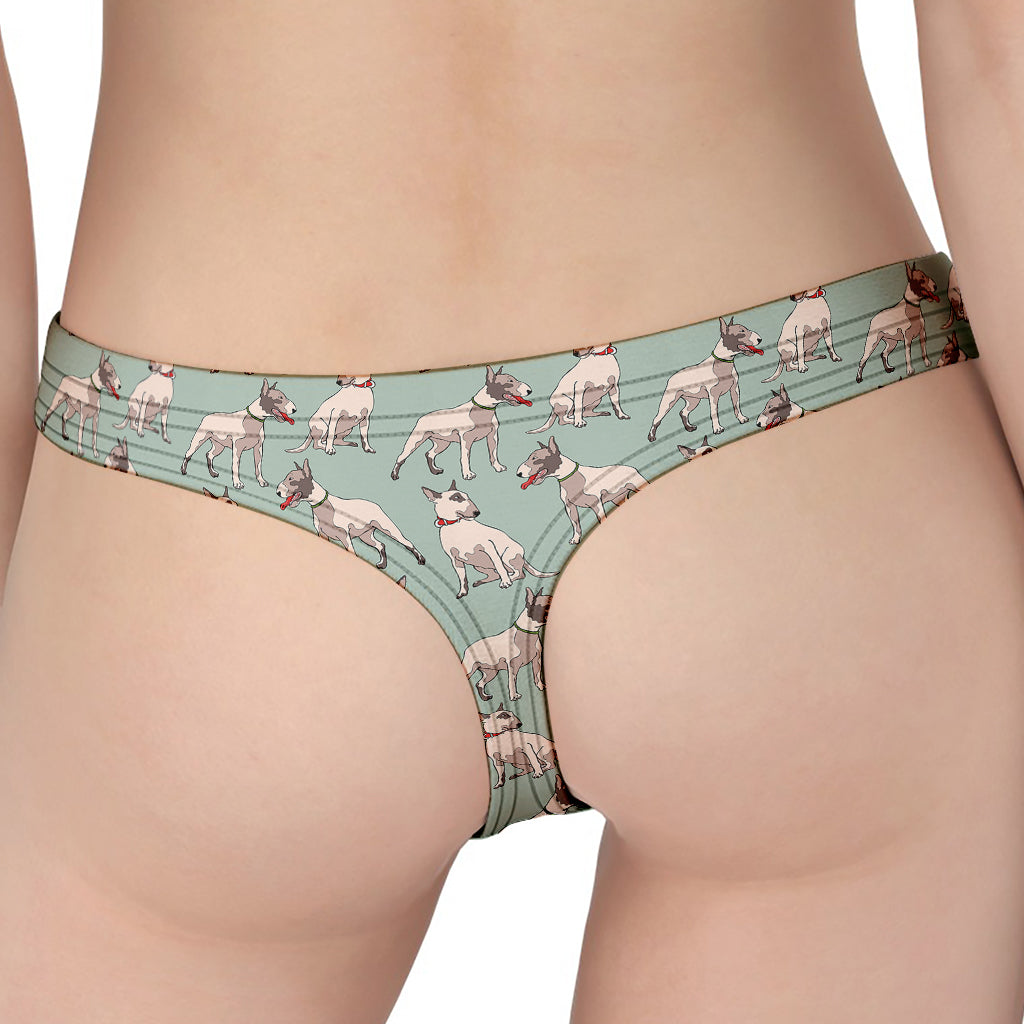 Laurel Green Bull Terrier Pattern Print Women's Thong