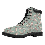 Laurel Green Bull Terrier Pattern Print Work Boots