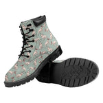Laurel Green Bull Terrier Pattern Print Work Boots