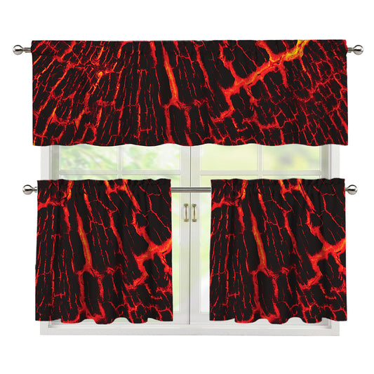 Lava Burning Print 3 Piece Kitchen Curtains