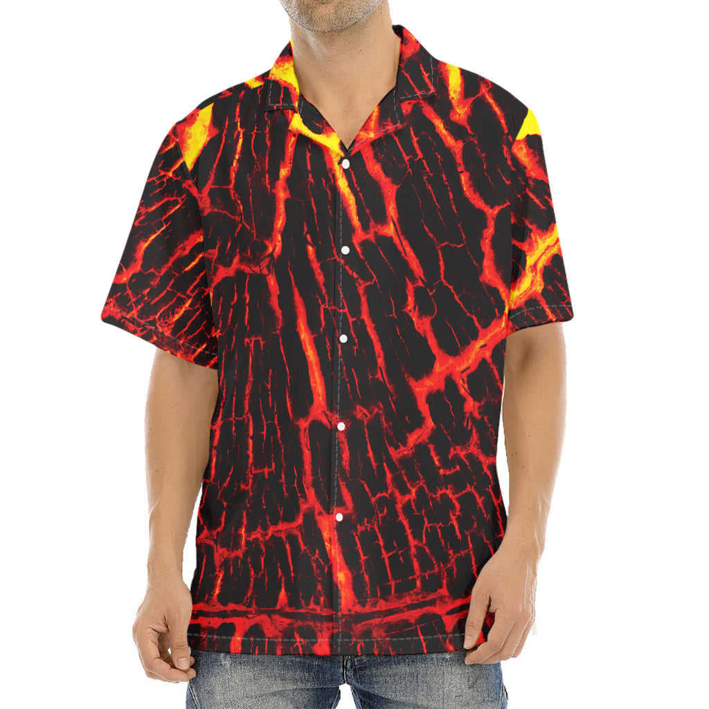 Lava Burning Print Aloha Shirt