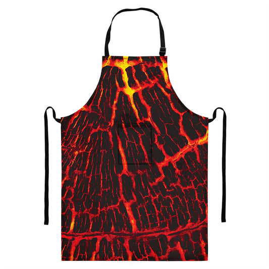 Lava Burning Print Bib Apron With Pocket