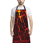 Lava Burning Print Bib Apron With Pocket