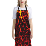 Lava Burning Print Bib Apron With Pocket