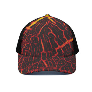 Lava Burning Print Black Mesh Trucker Cap