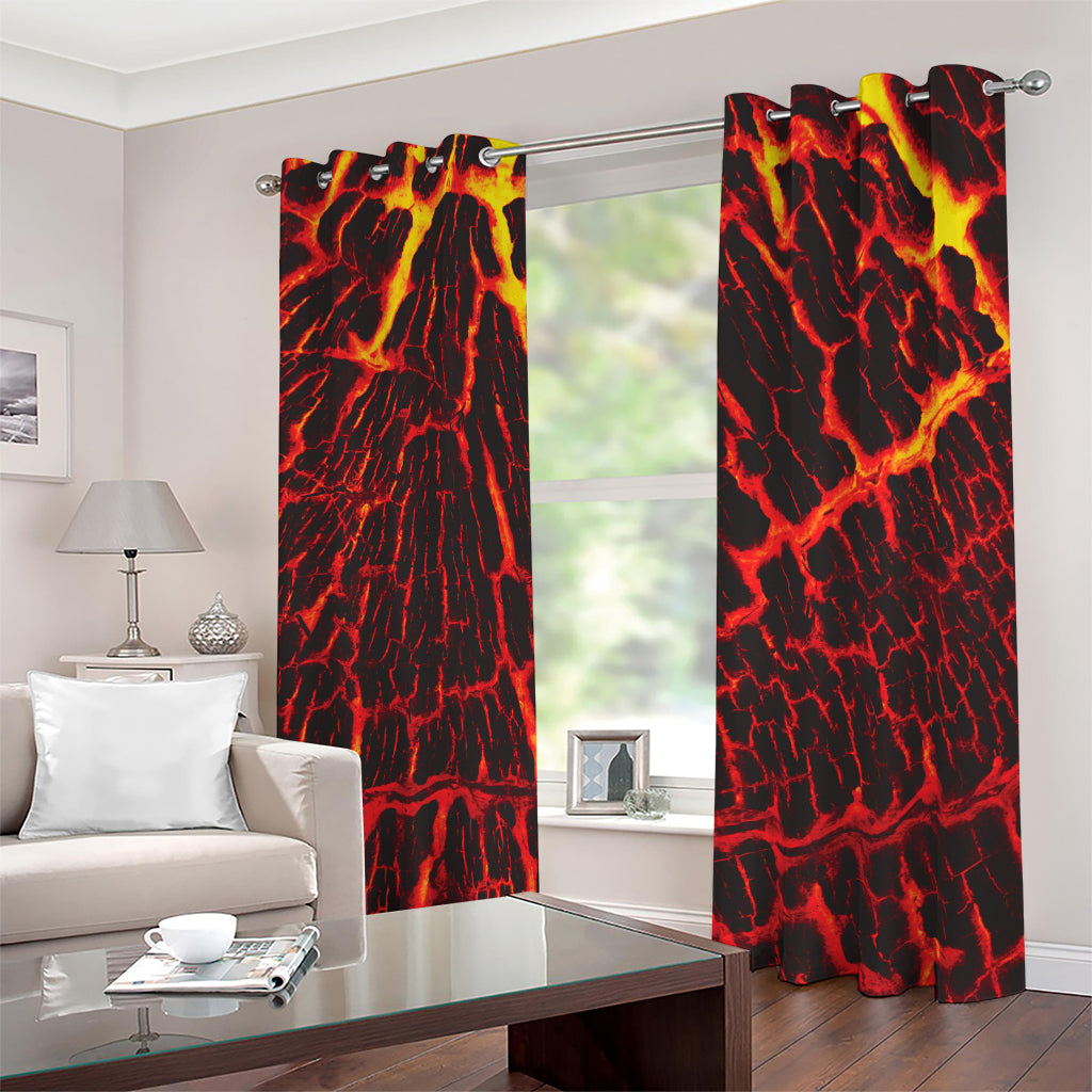 Lava Burning Print Blackout Grommet Curtains