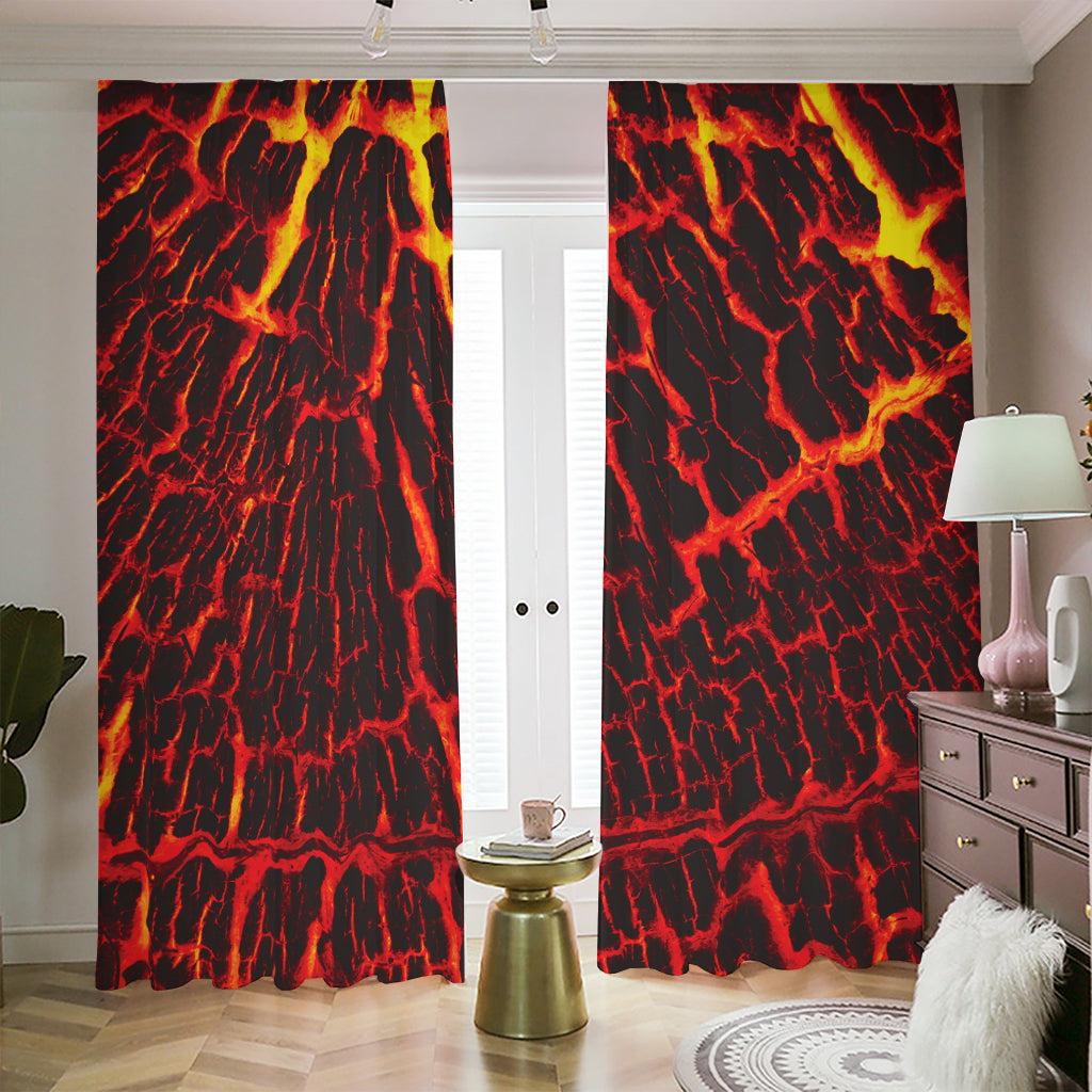 Lava Burning Print Blackout Pencil Pleat Curtains