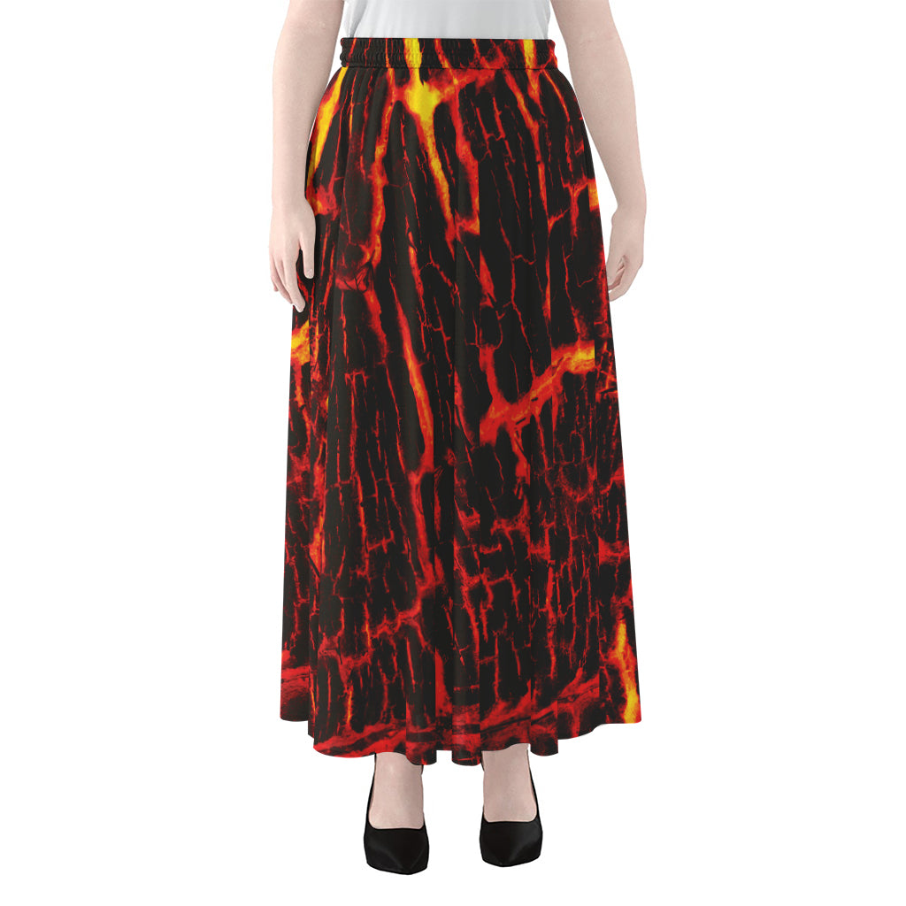 Lava Burning Print Chiffon Maxi Skirt