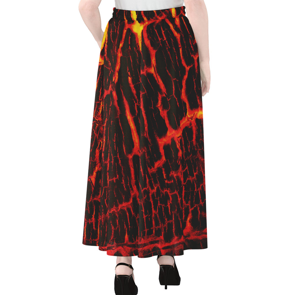 Lava Burning Print Chiffon Maxi Skirt