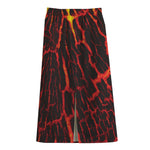 Lava Burning Print Cotton Front Slit Maxi Skirt