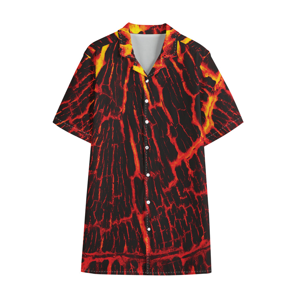 Lava Burning Print Cotton Hawaiian Shirt