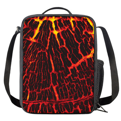 Lava Burning Print Crossbody Lunch Bag