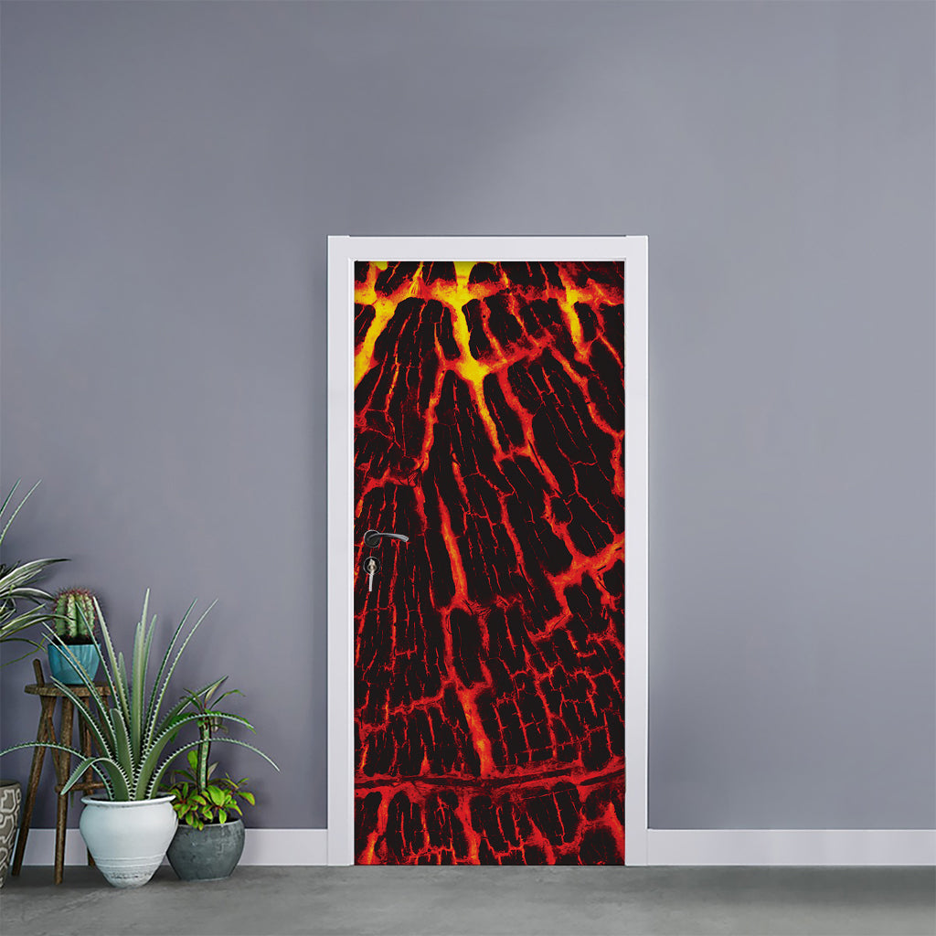 Lava Burning Print Door Sticker