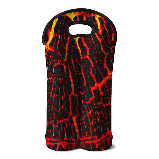 Lava Burning Print Double Neoprene Wine Tote