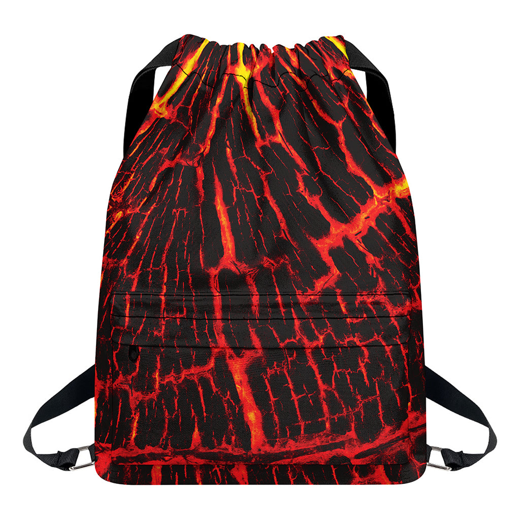 Lava Burning Print Drawstring Backpack