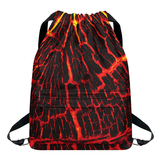 Lava Burning Print Drawstring Backpack