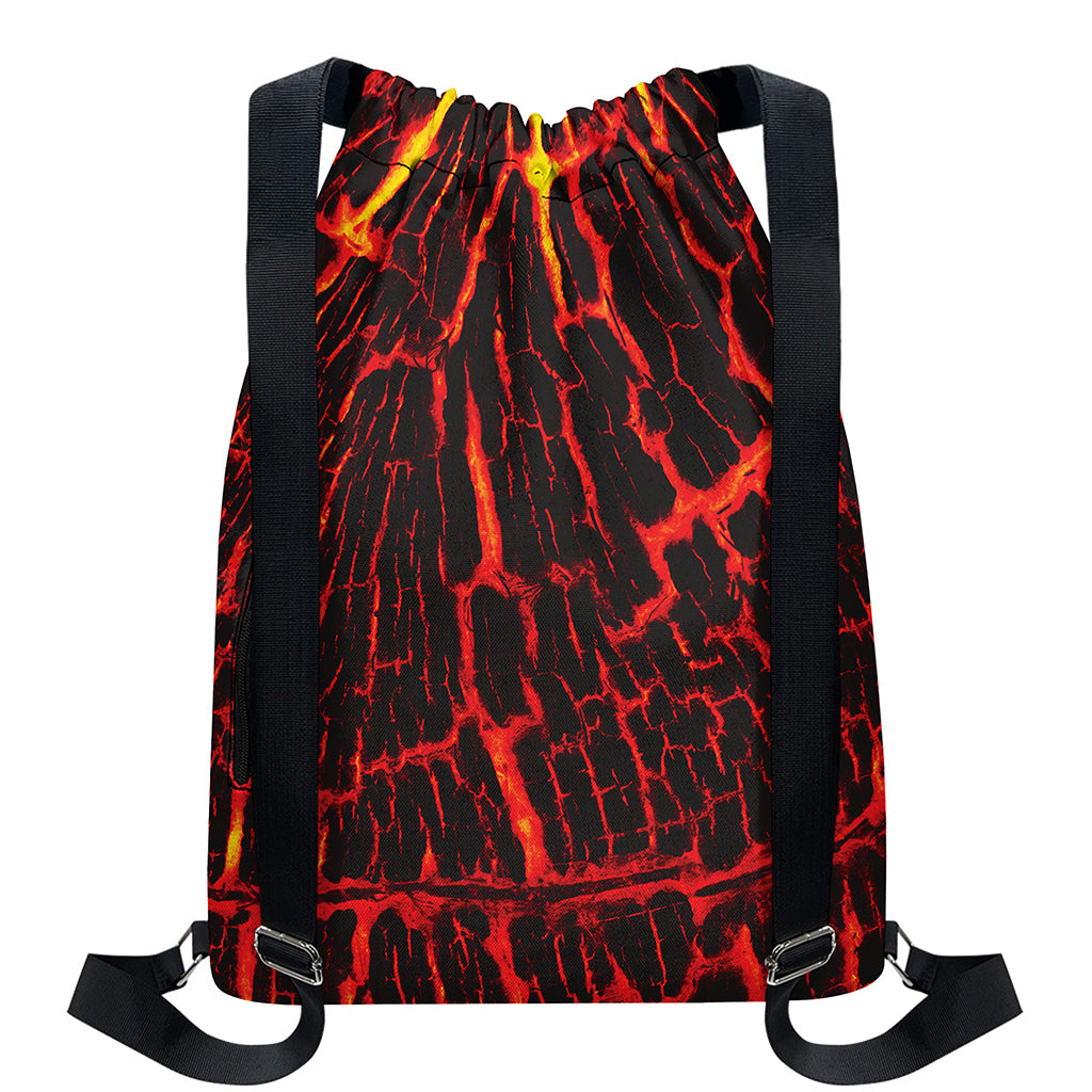 Lava Burning Print Drawstring Backpack