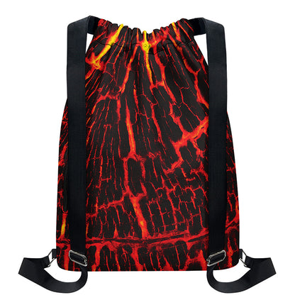 Lava Burning Print Drawstring Backpack