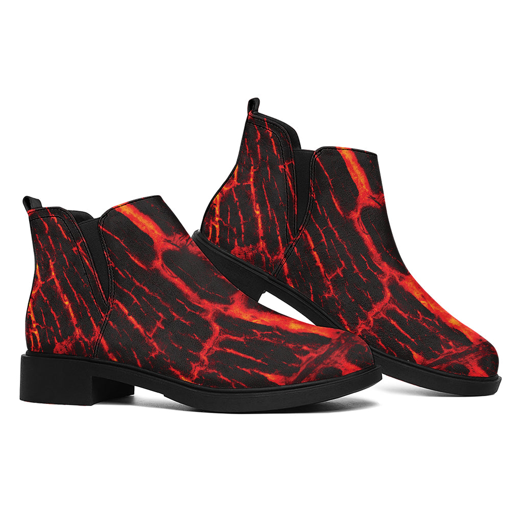 Lava Burning Print Flat Ankle Boots