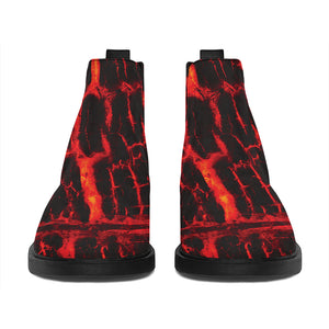 Lava Burning Print Flat Ankle Boots