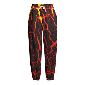 Lava Burning Print Fleece Lined Knit Pants