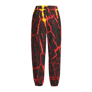 Lava Burning Print Fleece Lined Knit Pants