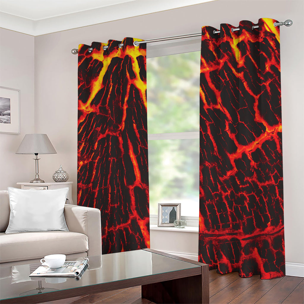 Lava Burning Print Grommet Curtains