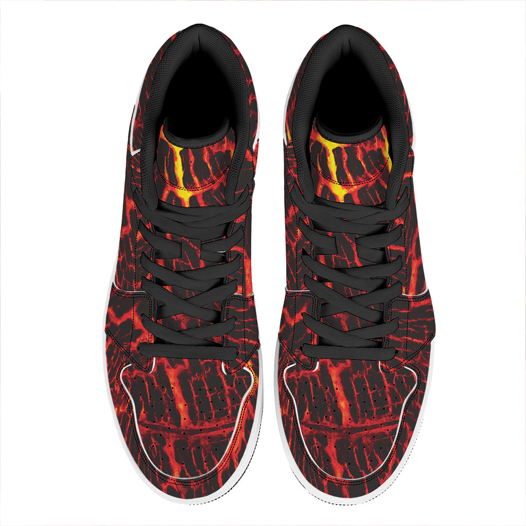 Lava Burning Print High Top Leather Sneakers