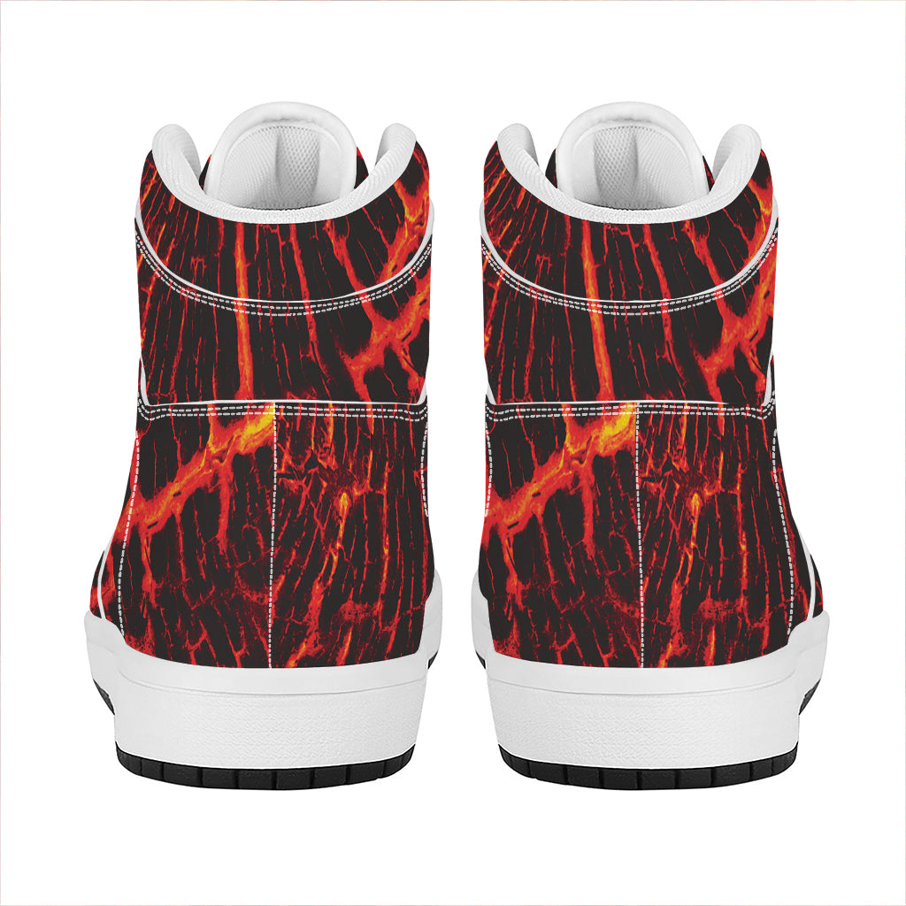 Lava Burning Print High Top Leather Sneakers