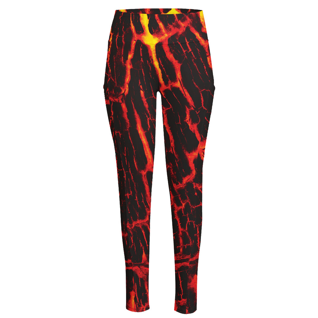 Lava Burning Print High-Waisted Pocket Leggings