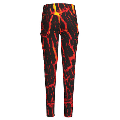 Lava Burning Print High-Waisted Pocket Leggings