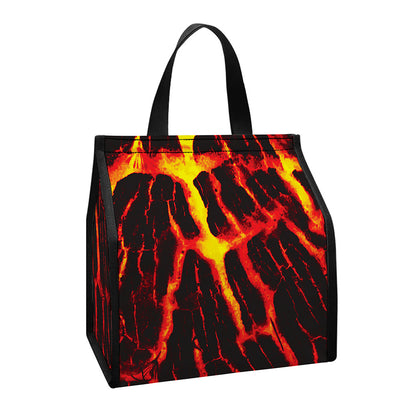 Lava Burning Print Insulated Lunch Tote