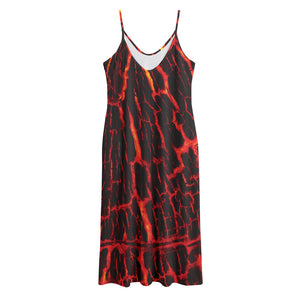 Lava Burning Print Jersey Midi Cami Dress