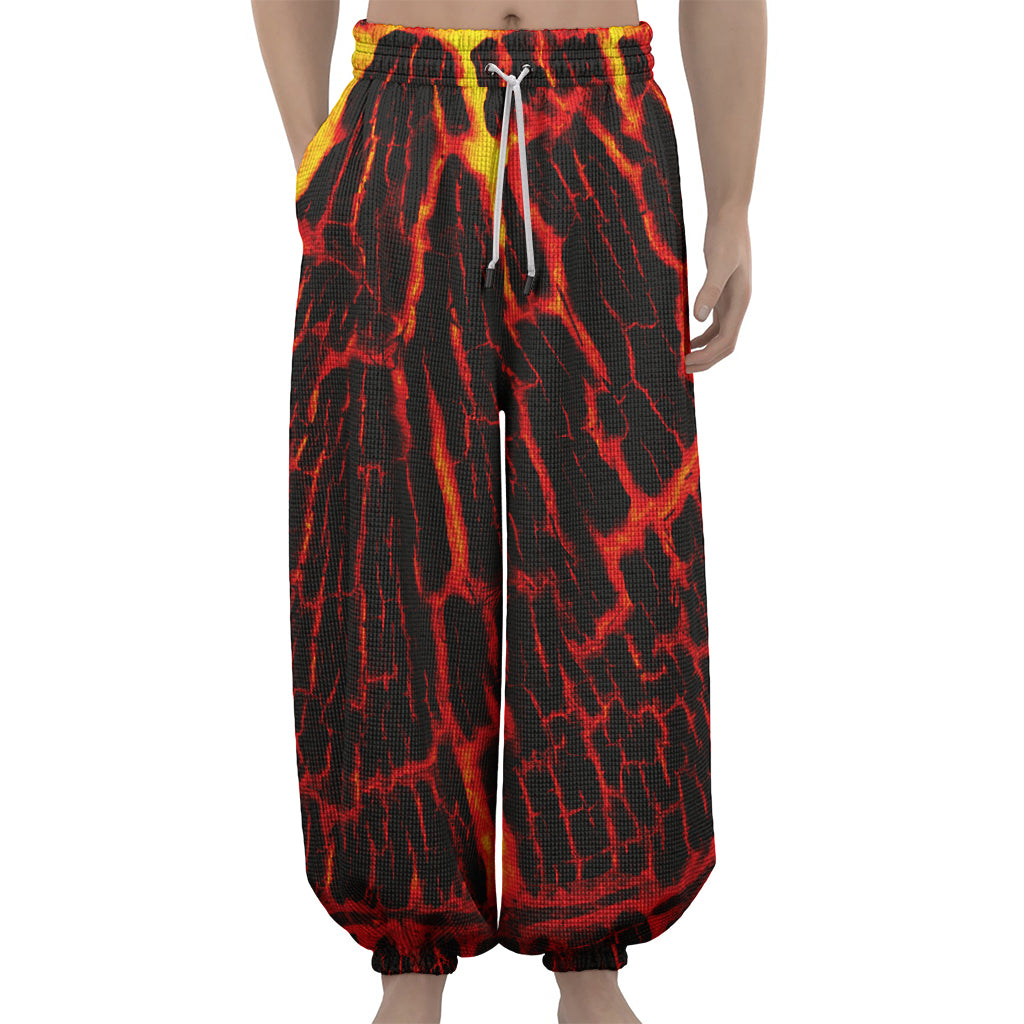 Lava Burning Print Lantern Pants