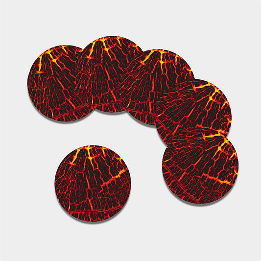 Lava Burning Print Leather Coaster Set