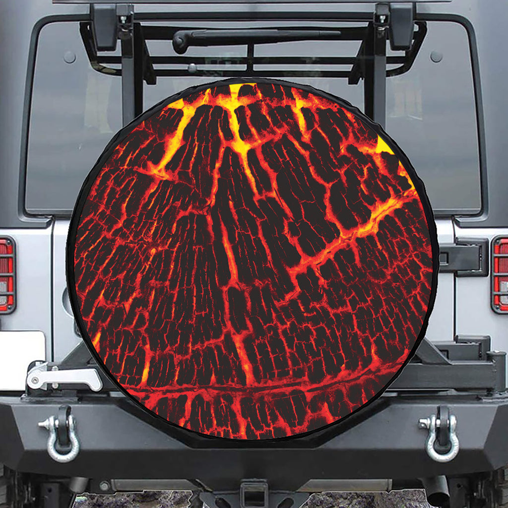 Lava Burning Print Leather Spare Tire Cover