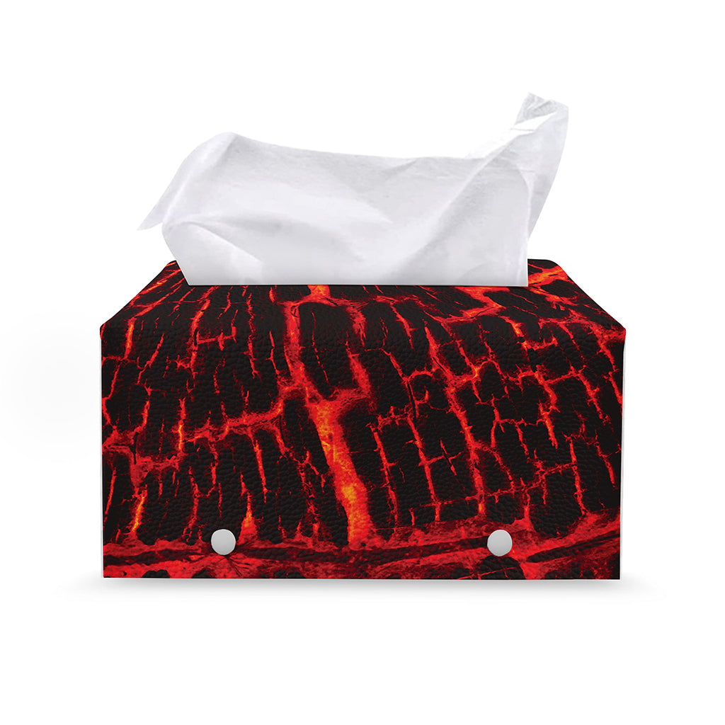 Lava Burning Print Leather Tissue Box Cover