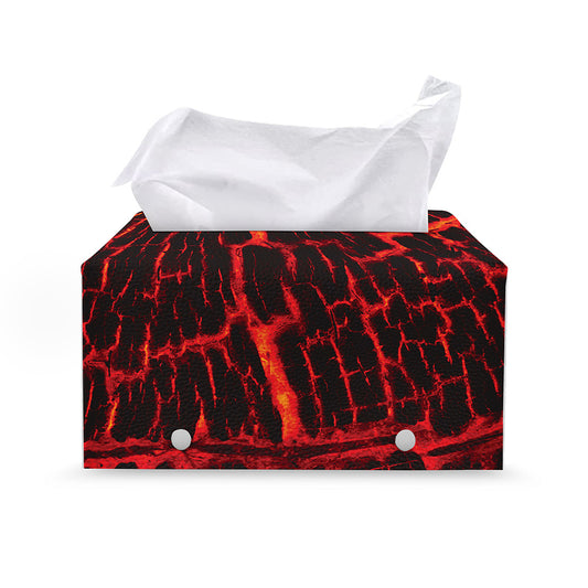 Lava Burning Print Leather Tissue Box Cover