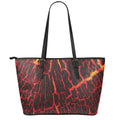 Lava Burning Print Leather Tote Bag With Zipper