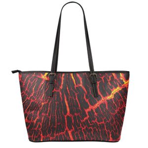 Lava Burning Print Leather Tote Bag