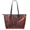 Lava Burning Print Leather Tote Bag