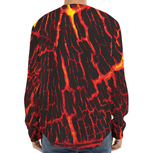 Lava Burning Print Long Sleeve Baseball Jersey