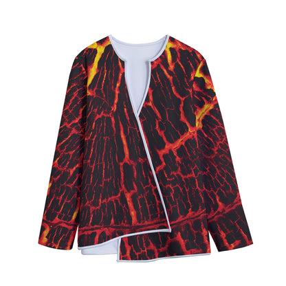 Lava Burning Print Long Sleeve Short Coat