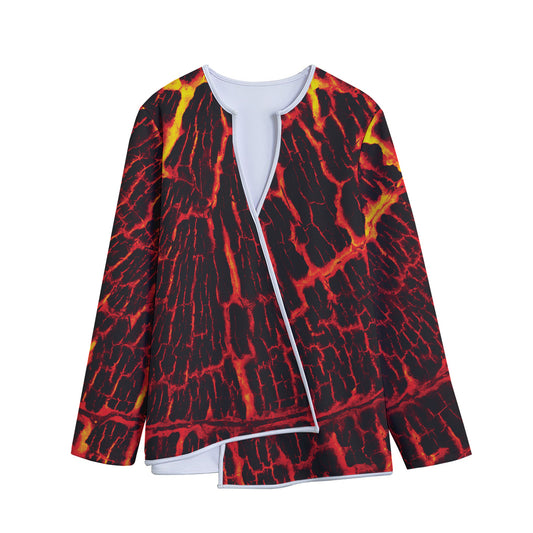 Lava Burning Print Long Sleeve Short Coat